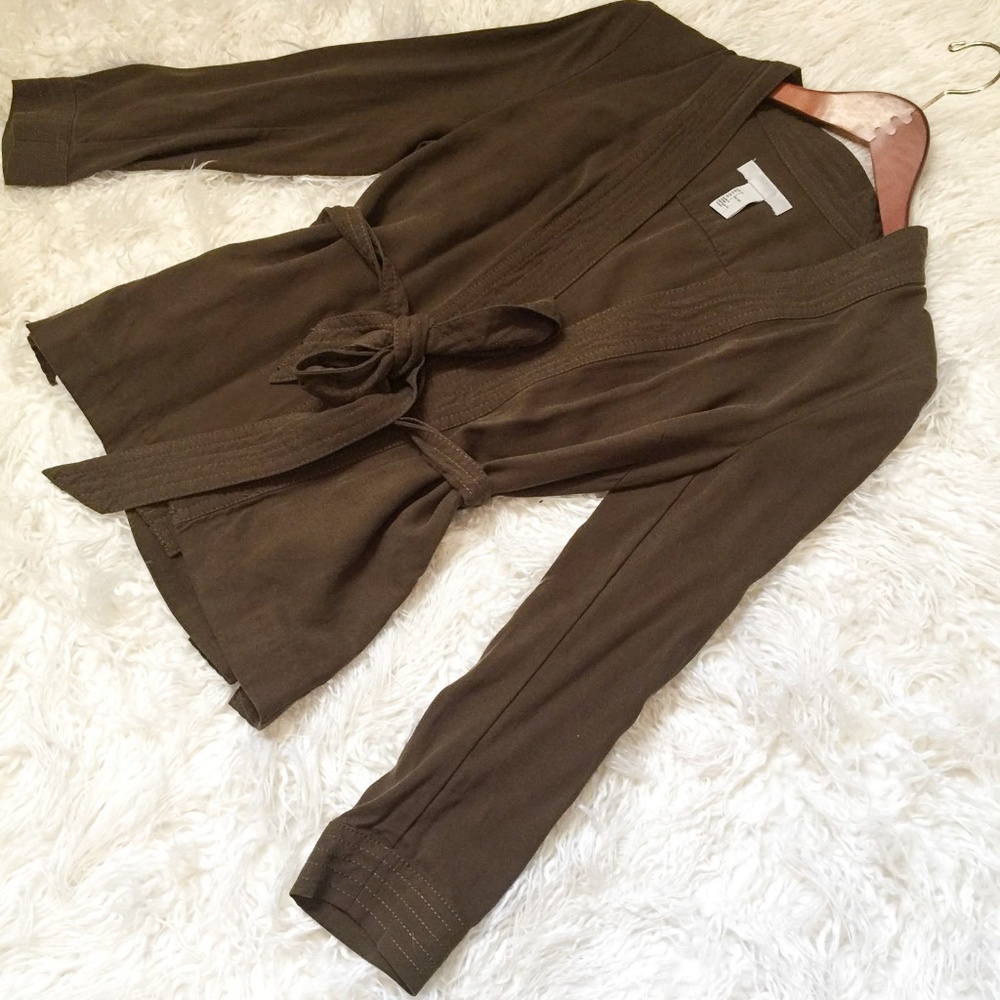 🔥 SALE! Dark Green Jacket With Tie Waist Wrap